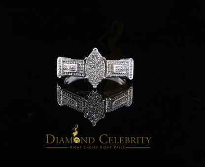 DiamondCelebritees 925 Silver White Engagement Womens Pear Shape Ring Size 7 With 0.33CT Diamond