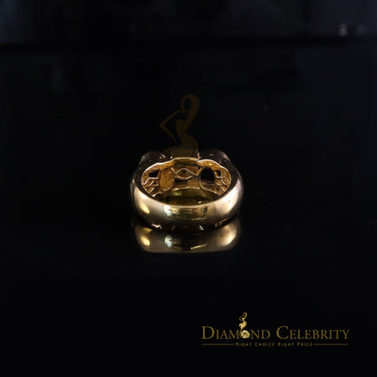 DiamondCelebritees Stylish 925 Yellow Silver 0.40ct Real Micro Diamond Men's "CEO" word Ring SZ 8