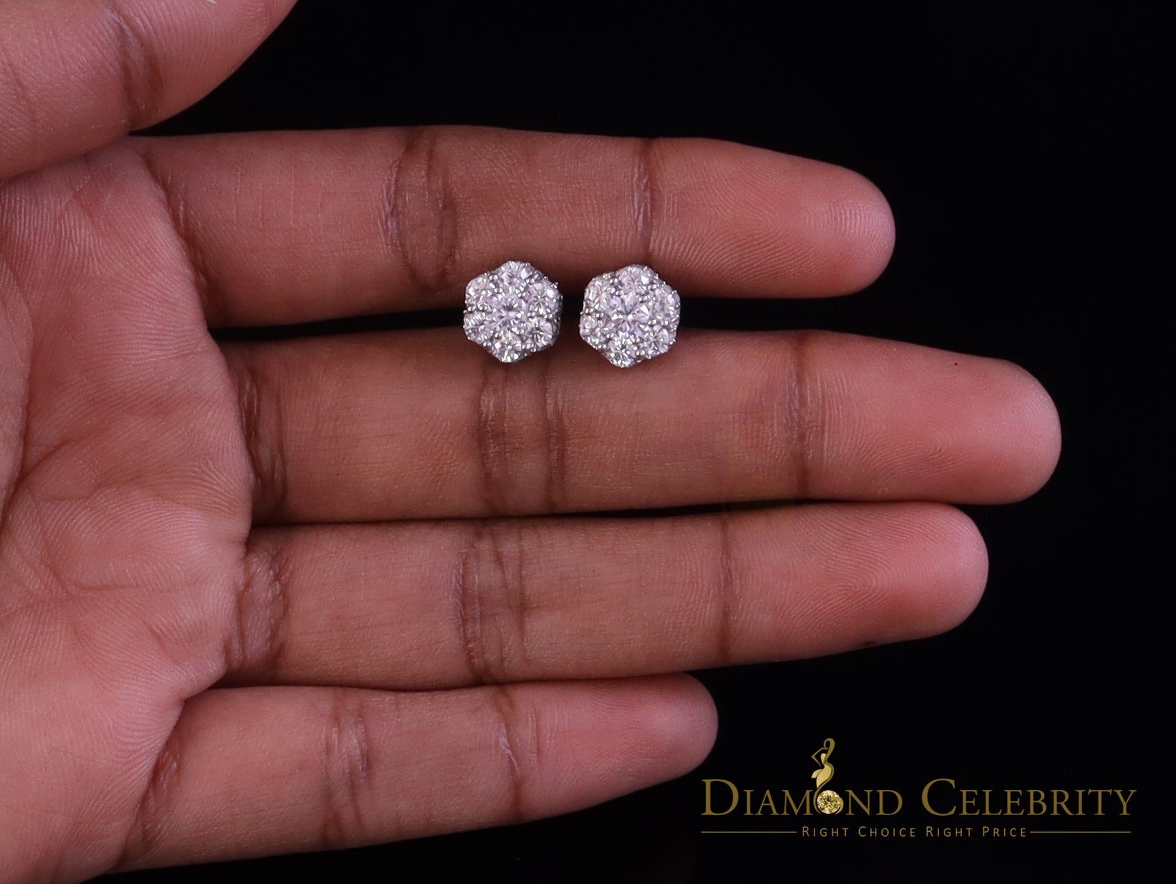 DiamondCelebritees  1.50ct Cubic Zirconia 925 White Silver Sterling Hip Hop Floral Women's Earrings