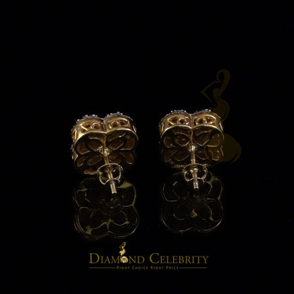 DiamondCelebritees New 1.00ct 925 Sterling Silver Yellow Moissanite Clover Stud Earrings For Women