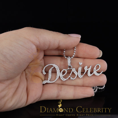 DiamondCelebritees White Desire Letter 925 Sterling Silver Pendant 2.49ct Cubic Zirconia stone