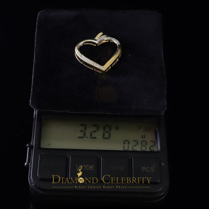 DiamondCelebritees  Real 0.12ct Diamond 925 Sterling Silver HEART Charm Necklace Yellow Pendant