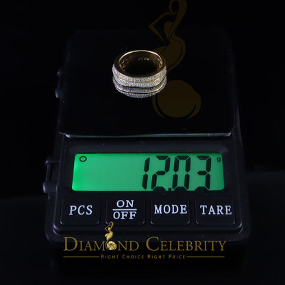 DiamondCelebritees Sterling Yellow Silver 4.50ct Cubic Zirconia ROUND Band Men's Ring Size 8.5