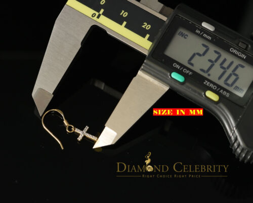 DiamondCelebritees  Yellow 925 Silver 0.27ct Cubic Zirconia Men's & Women's Dangling Cross Earrings