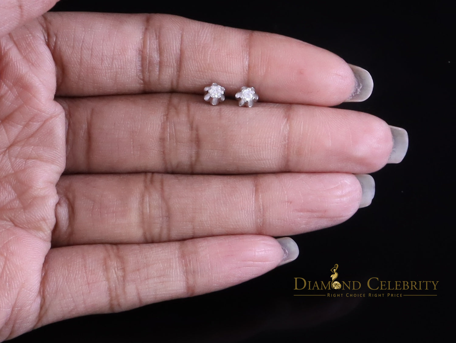 DiamondCelebritees  0.10ct Silver Cubic Zirconia European cut White Buttercup Stud Earings Women's