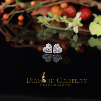 Diamondcelebritees 1.50ct Moissanite White 925 Sterling Silver Women's Heart Shape Nugget Earrings