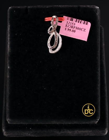 DiamondCelebritees Chocolate Brown 0.27ct CZ Infinity Swirl 1 inch Pendant in 925 Sterling Silver