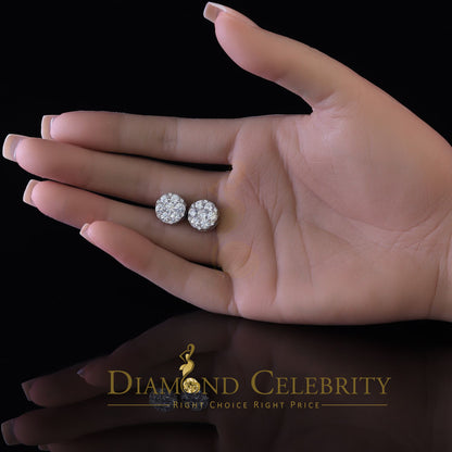 DiamondCelebritees  925 Sterling White Silver Cubic Zirconia Women & Men Round Stud Earrings