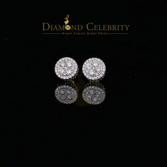 DiamondCelebritees Real Diamond 1.25CT 10K Real Yellow Gold Men's/Women's Stud Round Earring