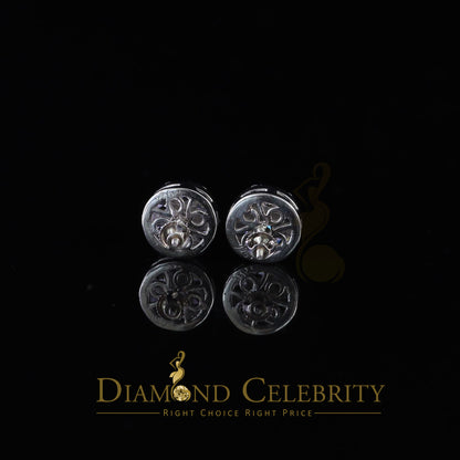 DiamondCelebritees  925 Sterling White Silver Cubic Zirconia Women & Men Round Stud Earrings