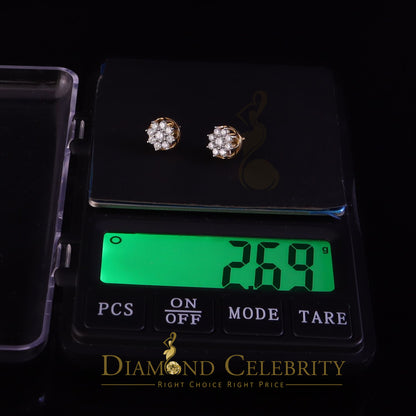 DiamondCelebritees FLORAL Earrings 10k Real Yellow Gold 1.00ct Vvs 'D' Color Genuine Moissanite