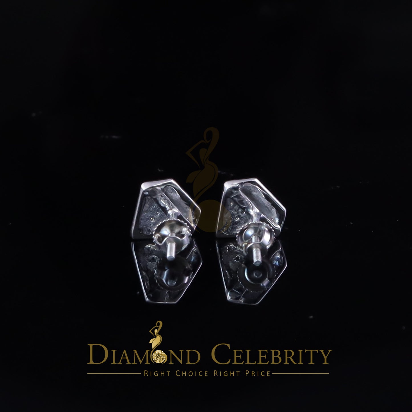DiamondCelebritees 0.10 ct Silver Diamond White For Mens & Womens Hip Hop Stud Earring 925 Sterling
