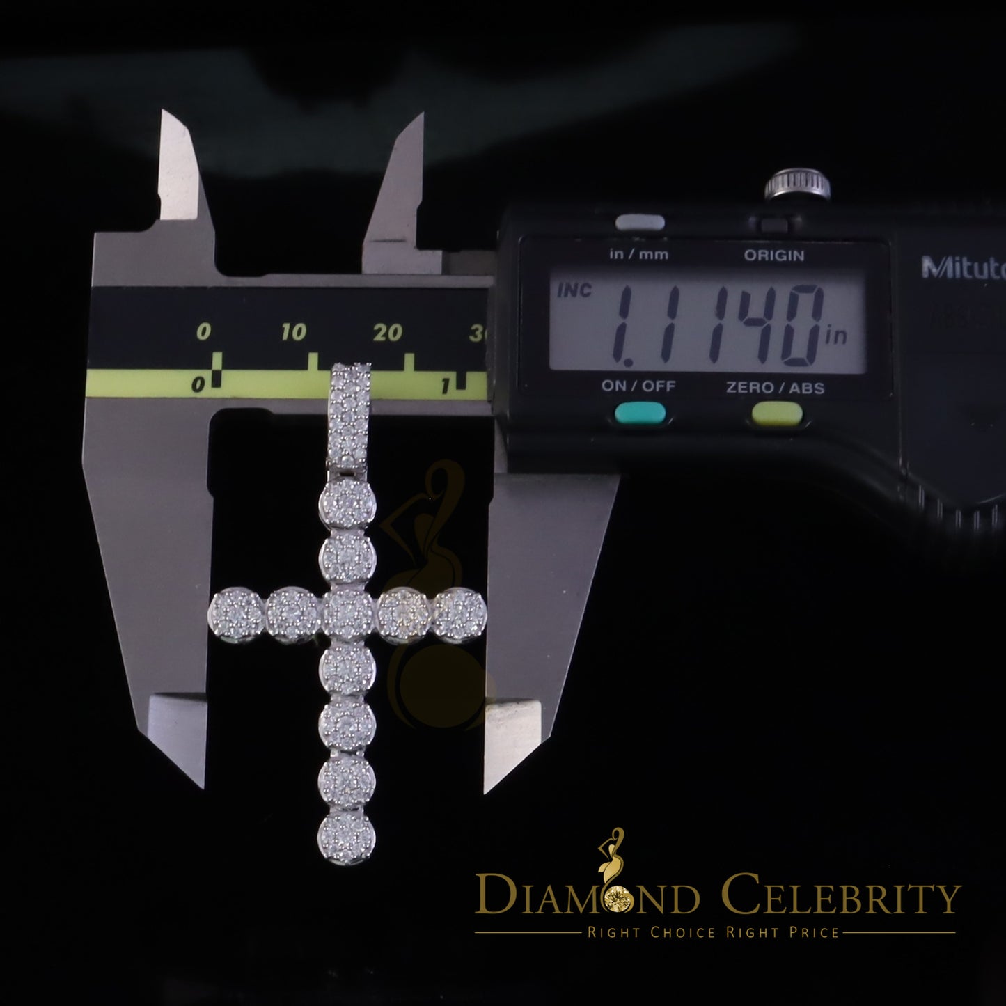 Diamondcelebritees  New 2CT VVS D Moissanite White Silver Charm flower Cross 2" Pendant Men & Women