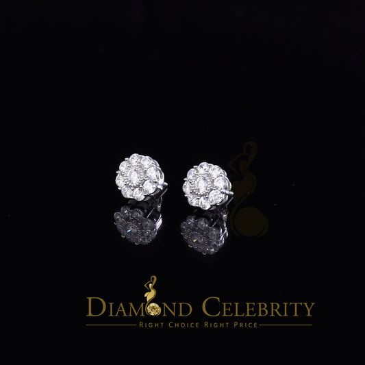 DiamondCelebritees  925 White Sterling Silver 2.88ct Cubic Zirconia Women's Hip Hop Floral Earrings