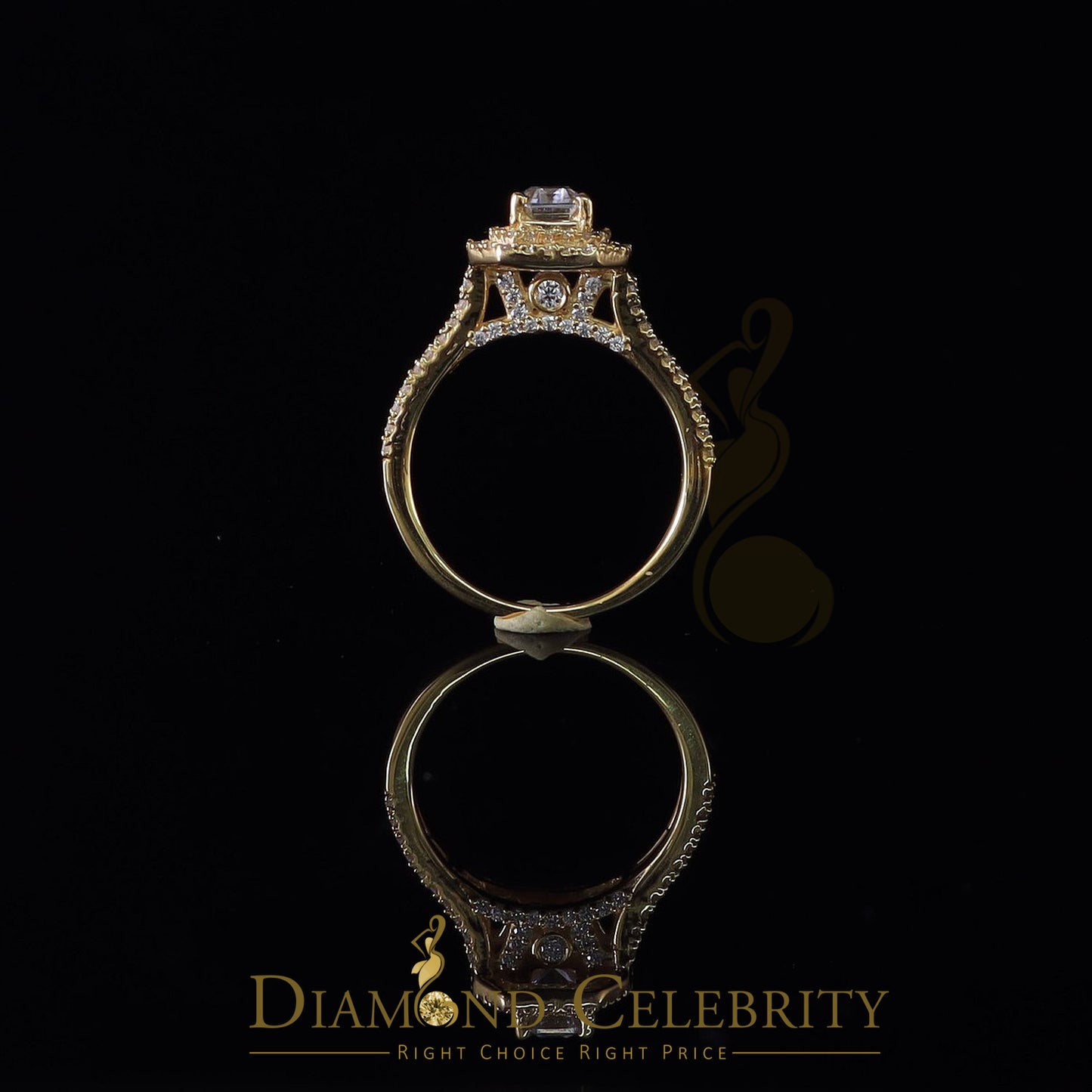 King Of Blings  10K Yellow Gold 2.00CT 'VVS' 'FL' D clr Emerlard Cut Moissonite Womens Ring S/7
