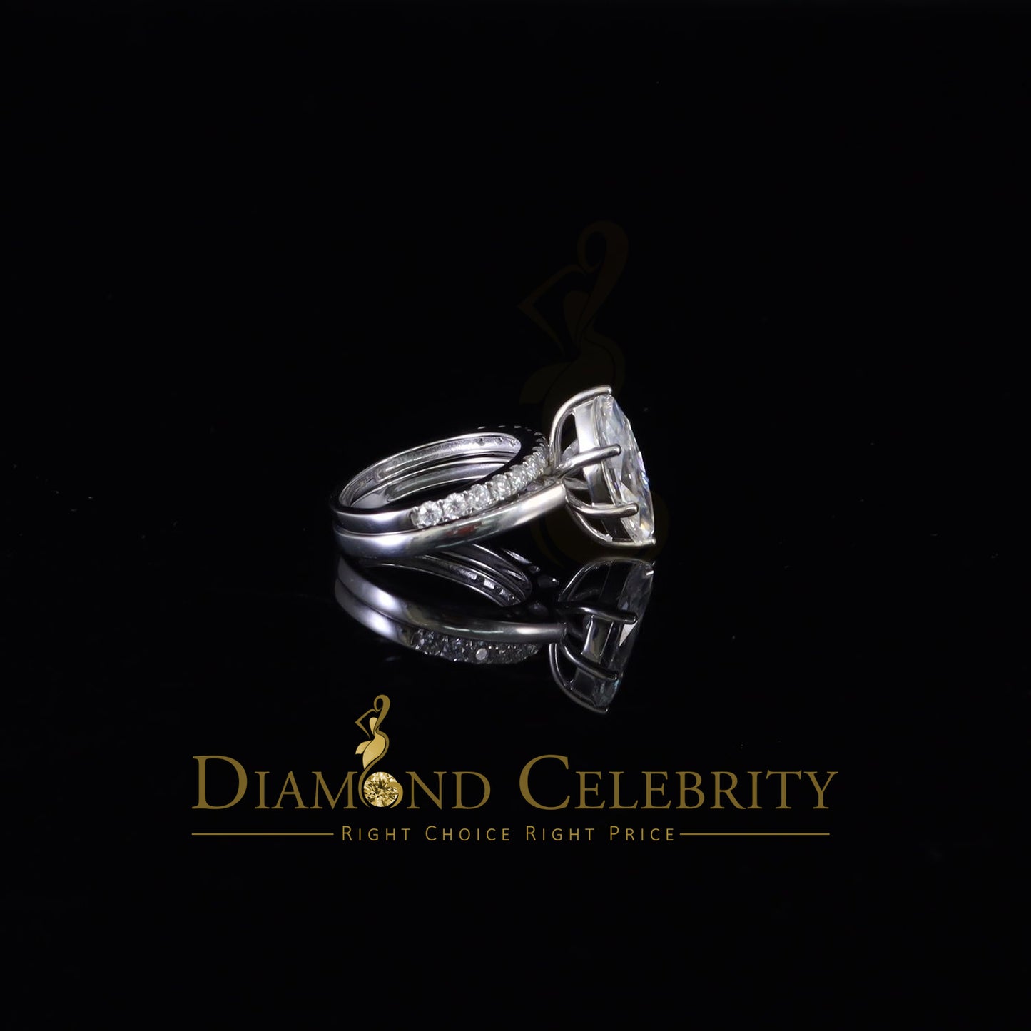 DiamondCelebritees 925 Silver Mens/ Women Bridal Ring Marquise Shape Size 8 White 5.00ct Moissanite