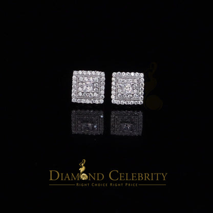 DiamondCelebritees  1.44ct Cubic Zirconia 925 White Sterling Silver Women's Hip Hop Square Earrings