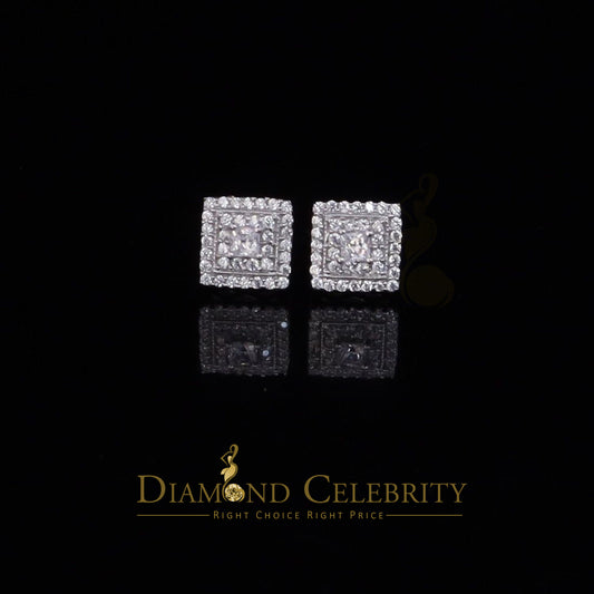 DiamondCelebritees  1.44ct Cubic Zirconia 925 White Sterling Silver Women's Hip Hop Square Earrings