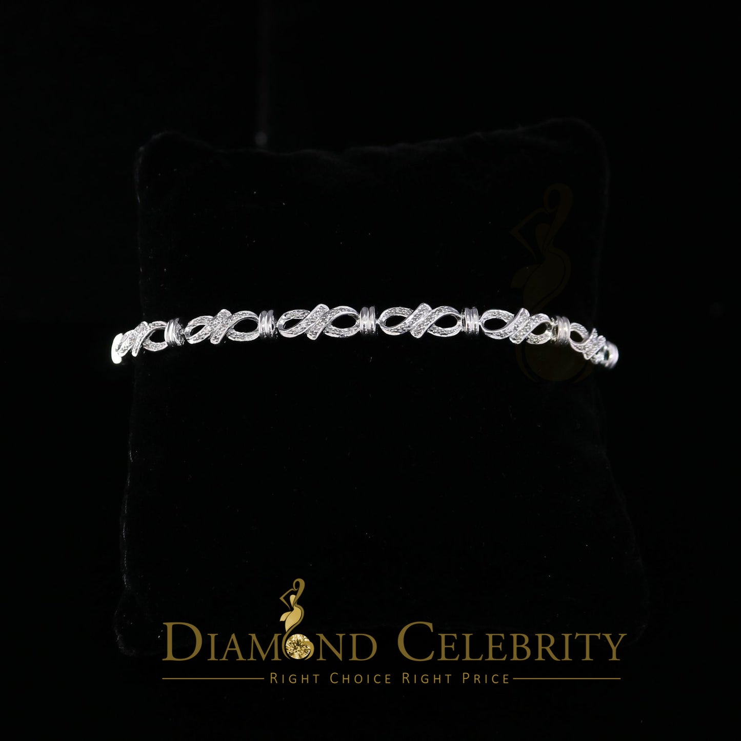 Diamondcelebritees 925 Sterling Silver White Bracelete Size 7 Inch with 0.22CT Genuine Diamonds