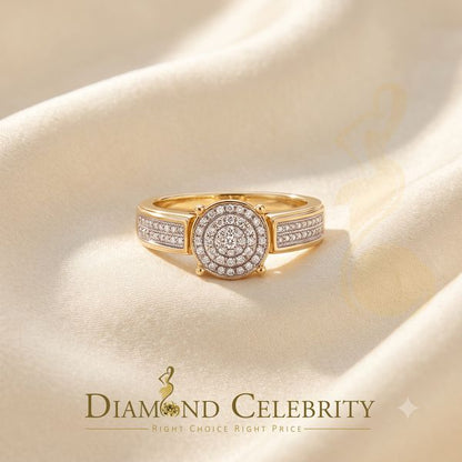 DiamondCelebritees 0.15CT Real Diamond 925 Sterling Yellow Silver Engagement Round Womens Ring SZ 7