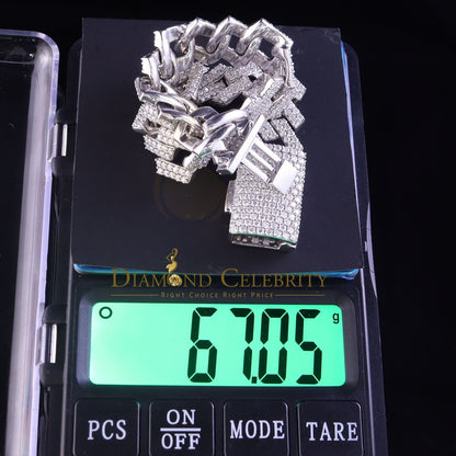 Diamondcelebritees  Manoco Men's Bracelet 925 Silver White 16ct Moissanite size 8.5inch & Width 16mm