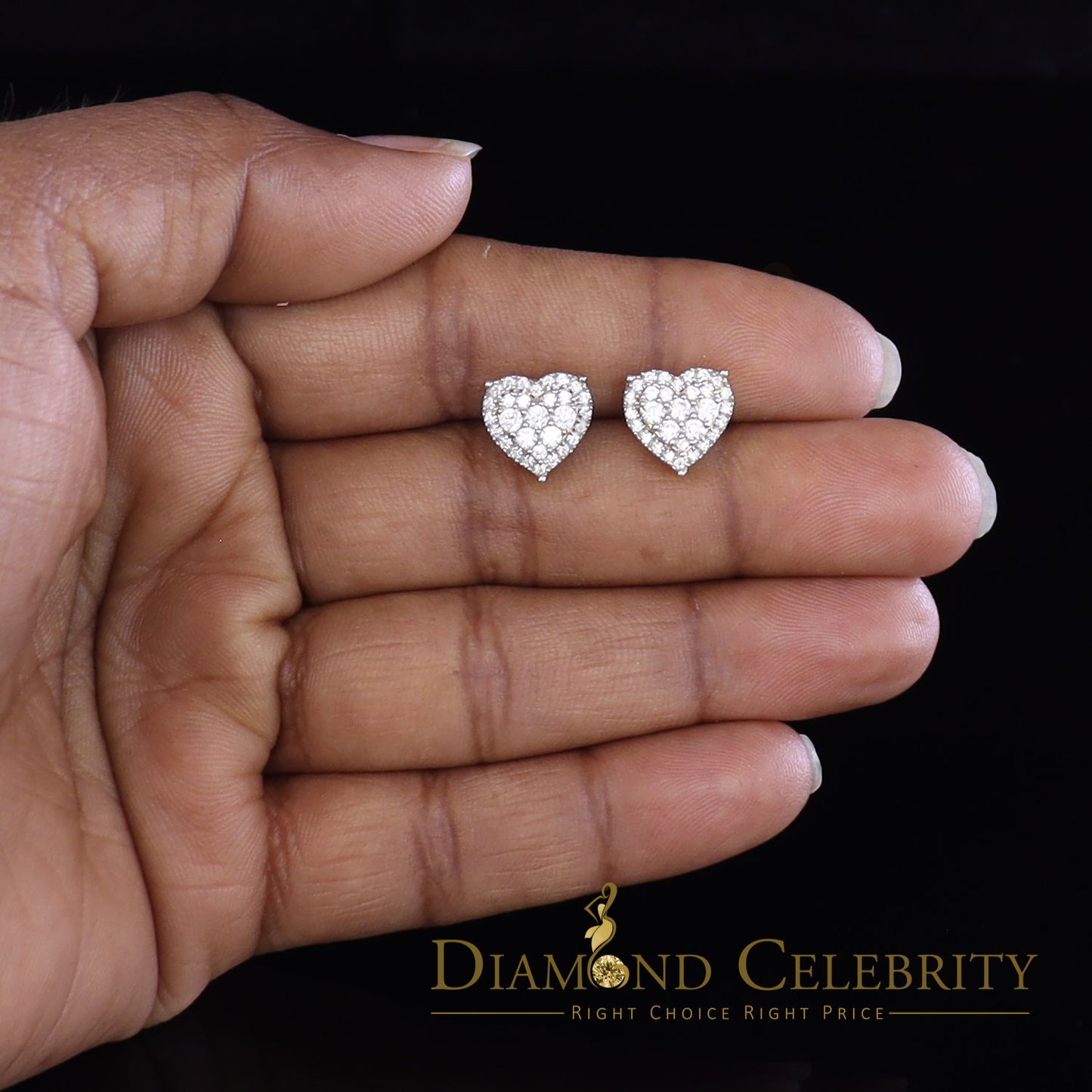 DiamondCelebritees  1.18ct Cubic Zirconia 925 Yellow Sterling Silver Women's Hip Hop Heart Earrings