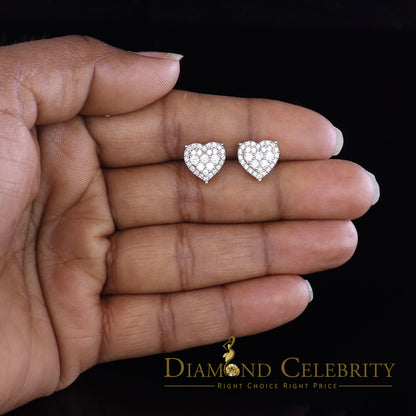 DiamondCelebritees  1.18ct Cubic Zirconia 925 Yellow Sterling Silver Women's Hip Hop Heart Earrings