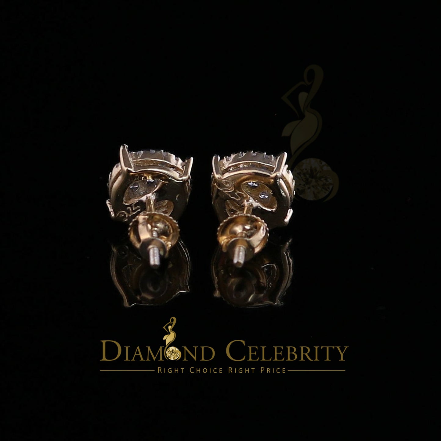 DiamondCelebritees 925 Sterling Silver 0.35 ct Diamond for Women's/Men's Yellow Stud Round Earrings