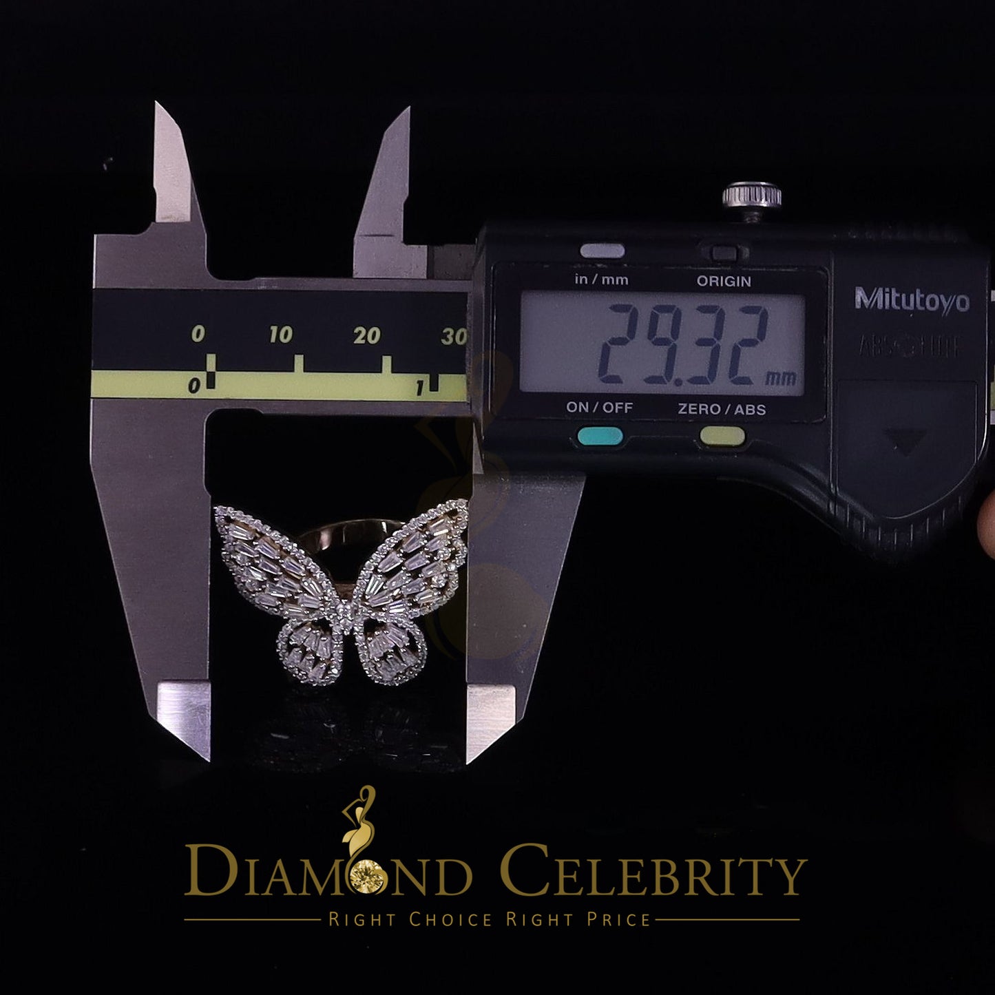 DiamondCelebritees Men's/Womens 925 Silver Yellow 1.75ct VVS 'D' Moissanite Butterfly Rings