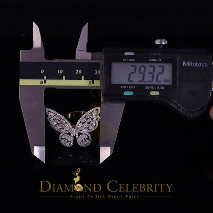 DiamondCelebritees Men's/Womens 925 Silver Yellow 1.75ct VVS 'D' Moissanite Butterfly Rings