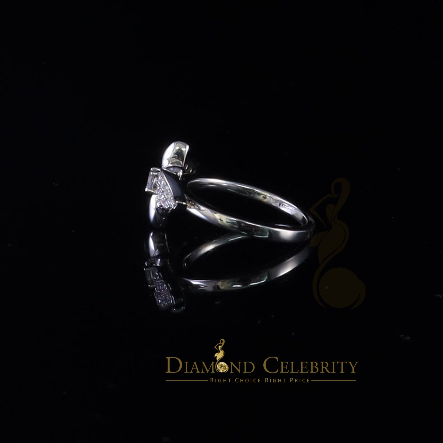 DiamondCelebritees 925 Sterling White Silver 0.75ct Cubic Zirconia Butterfly Womens Ring Size 6