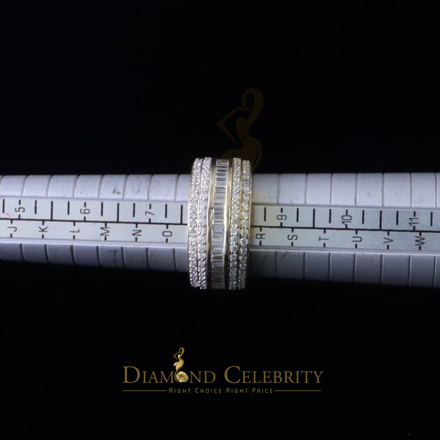 DiamondCelebritees Sterling Yellow Silver 4.50ct Cubic Zirconia ROUND Band Men's Ring Size 8.5