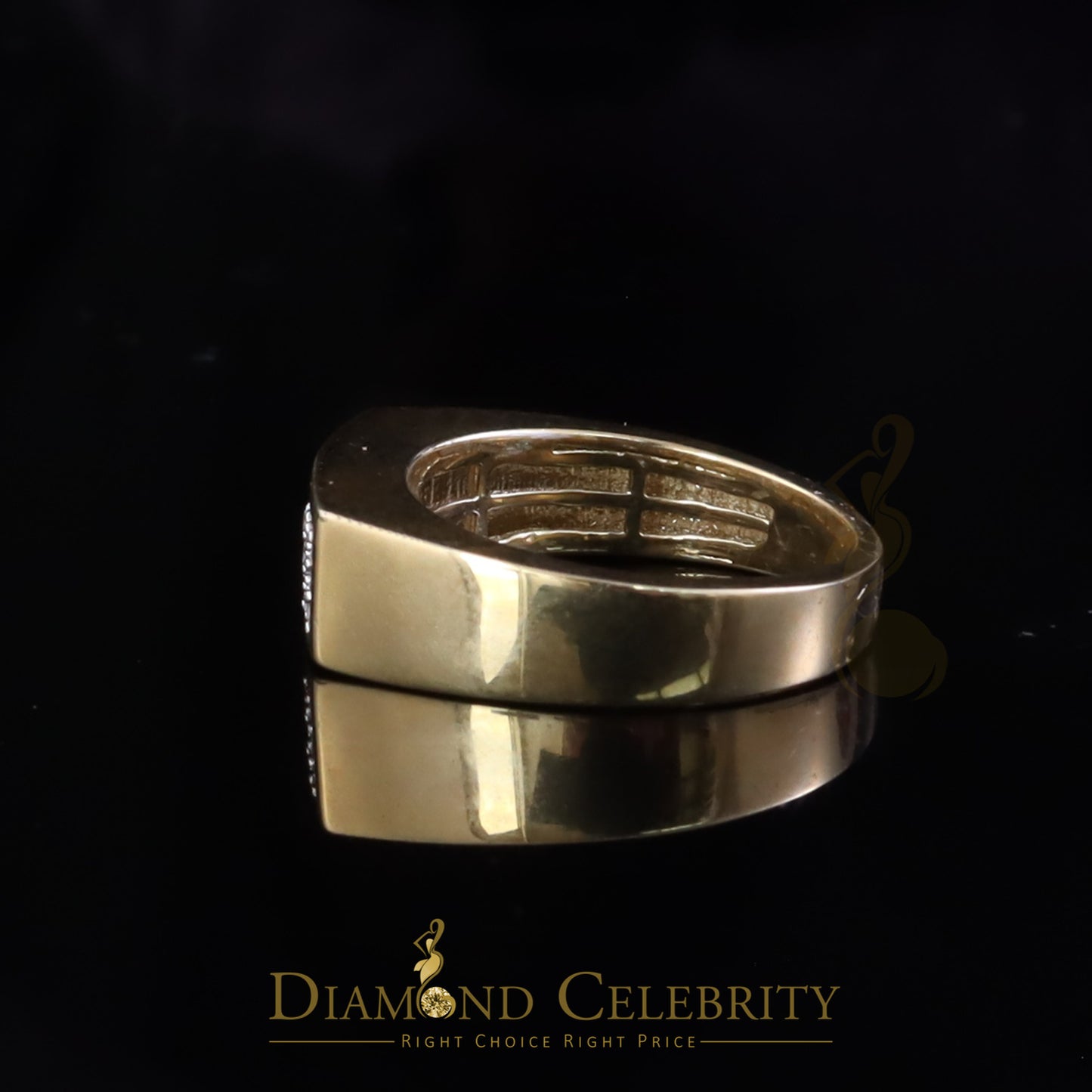 DiamondCelebritees Sterling Mens 0.81ct Yellow Cubic Zirconia Silver Rectangle Fashion Ring Size 9