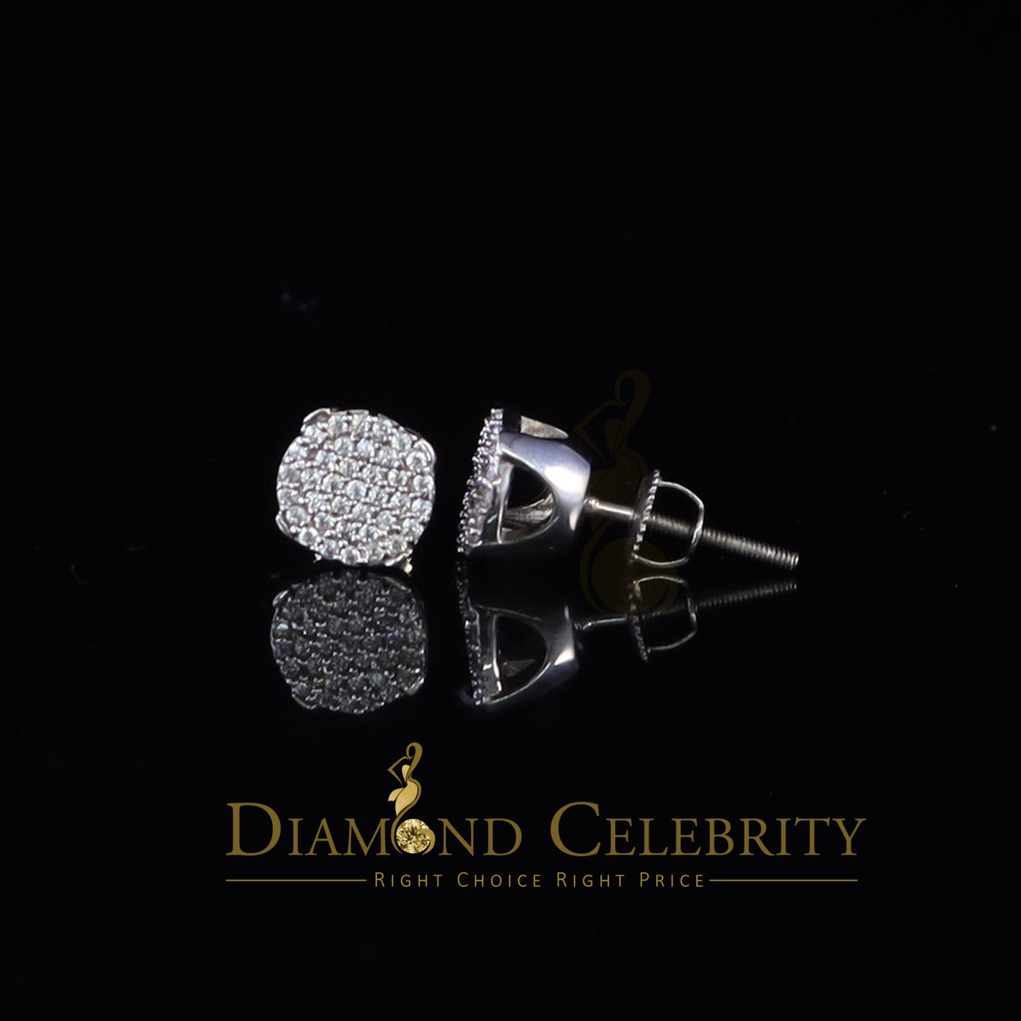 DiamondCelebritees  Aretes Para Hombre 925 White Silver 0.74ct Cubic Zirconia Round Women's Earrings