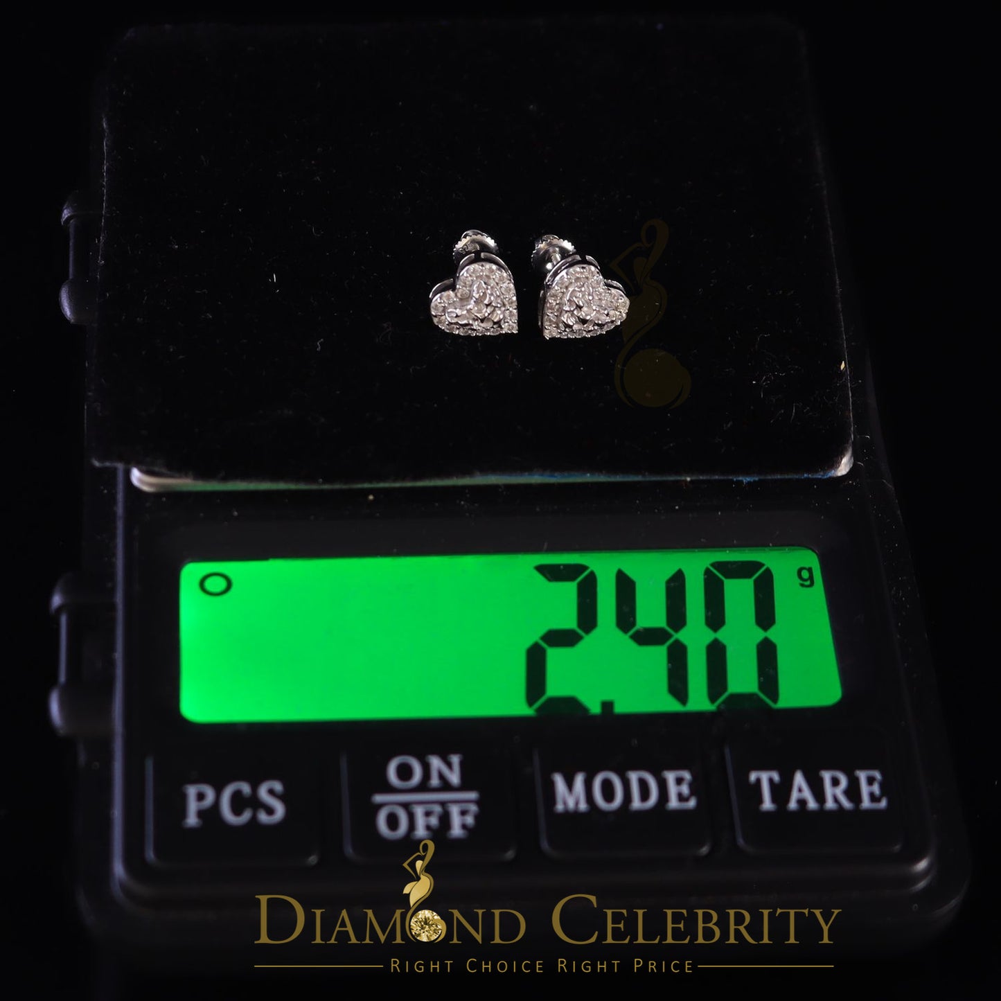 Diamondcelebritees 1.00ct Moissanite White 925 Sterling Silver Women's Heart Shape Nugget Earrings
