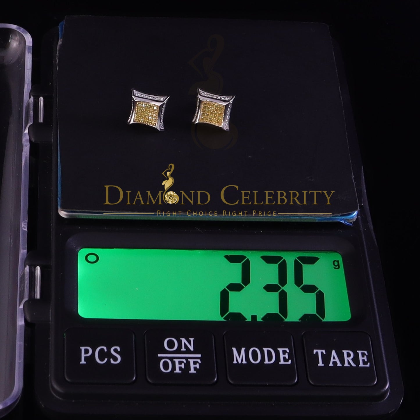 DiamondCelebritees Kite Shape 0.15ct Genuine Yellow Diamond 3D Earring 925 Sterling White Silver