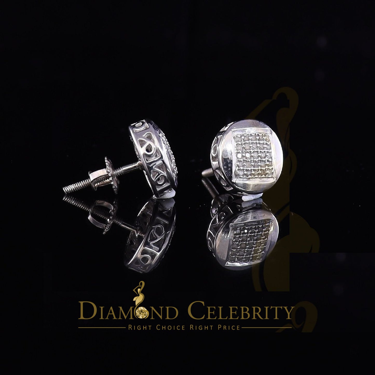 DiamondCelebritees 0.15ct Real Diamond 925 Sterling Silver White For Women's & Men's Round Earring