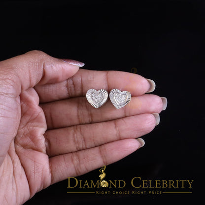 DiamondCelebritees  925 White Sterling Silver 1.36ct Cubic Zirconia Heart Women's Stud Earrings