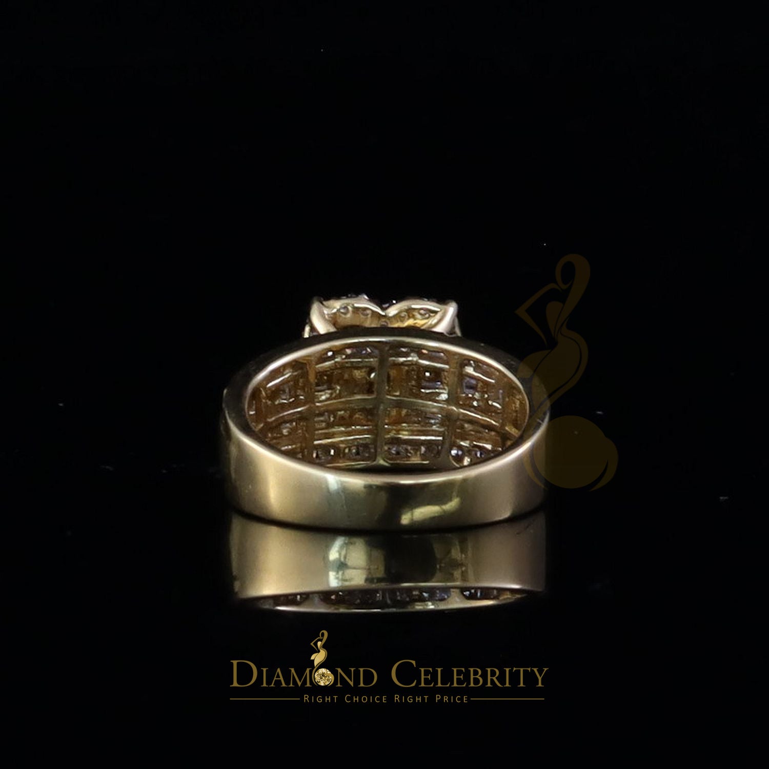 DiamondCelebritees Women 2.50ct 925 Silver VVS 'D' Pink Moissanite Yellow Cinderella HEART Ring SZ 7