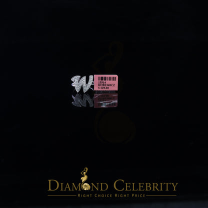 DiamondCelebritees Cubic Zirconia 0.40ct Alphabet W Women's White Silver Ring Size 7