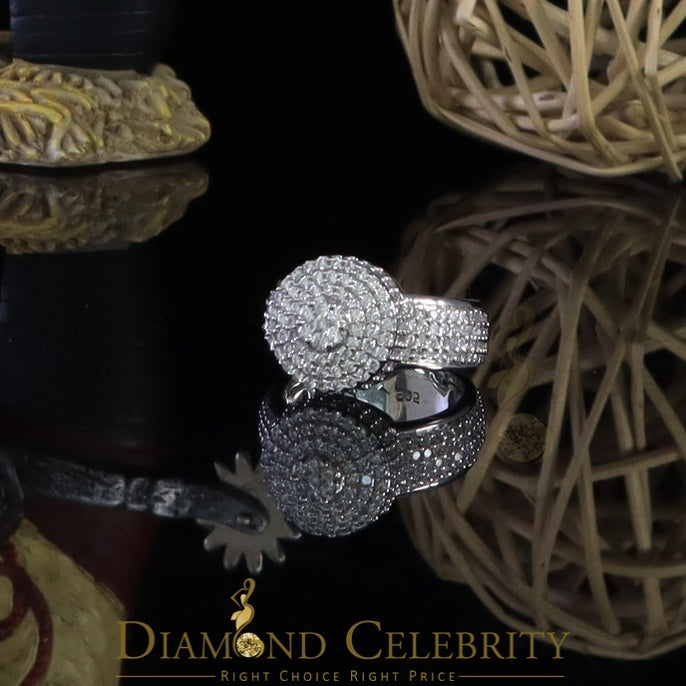 DiamondCelebritees Sterling White Silver Round-Shaped 4.75ct Cubic Zirconia Mens/Womens Ring Size 8