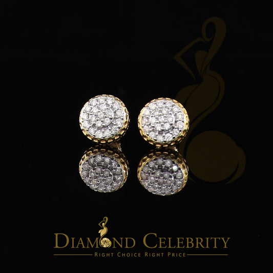DiamondCelebritees 10K Real Yellow Gold with 0.33 CT Real Diamond Round Stud Earrings