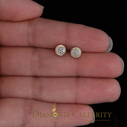 DiamondCelebritees 925 Sterling Silver 0.05ct Diamond for Women's/ Men's Yellow Stud Round Earrings