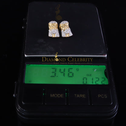 DiamondCelebritees 0.50ct Diamond 925 Sterling Silver Yellow for Men's & Women Stud JESUS Earrings