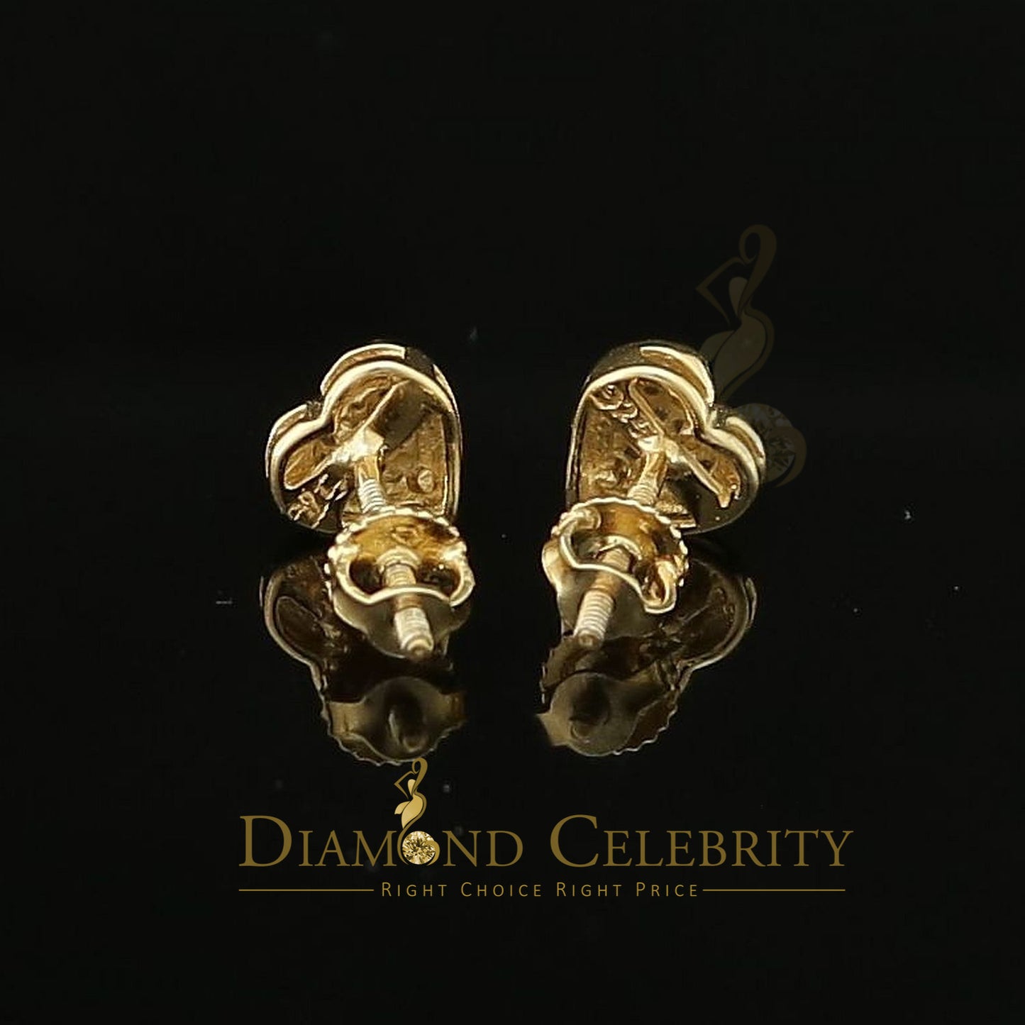 DiamondCelebritees Aretes Para Hombre Heart 925 Yellow Silver 0.10ct Diamond Women & Men Earrings