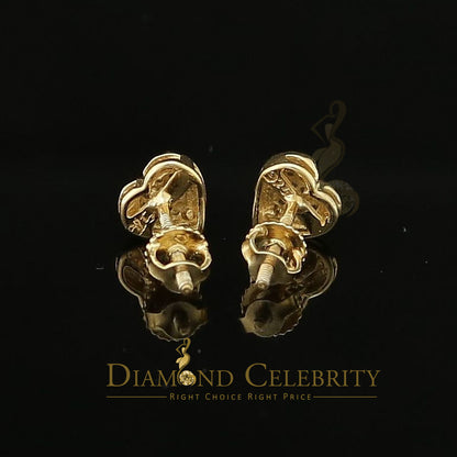 DiamondCelebritees Aretes Para Hombre Heart 925 Yellow Silver 0.10ct Diamond Women & Men Earrings