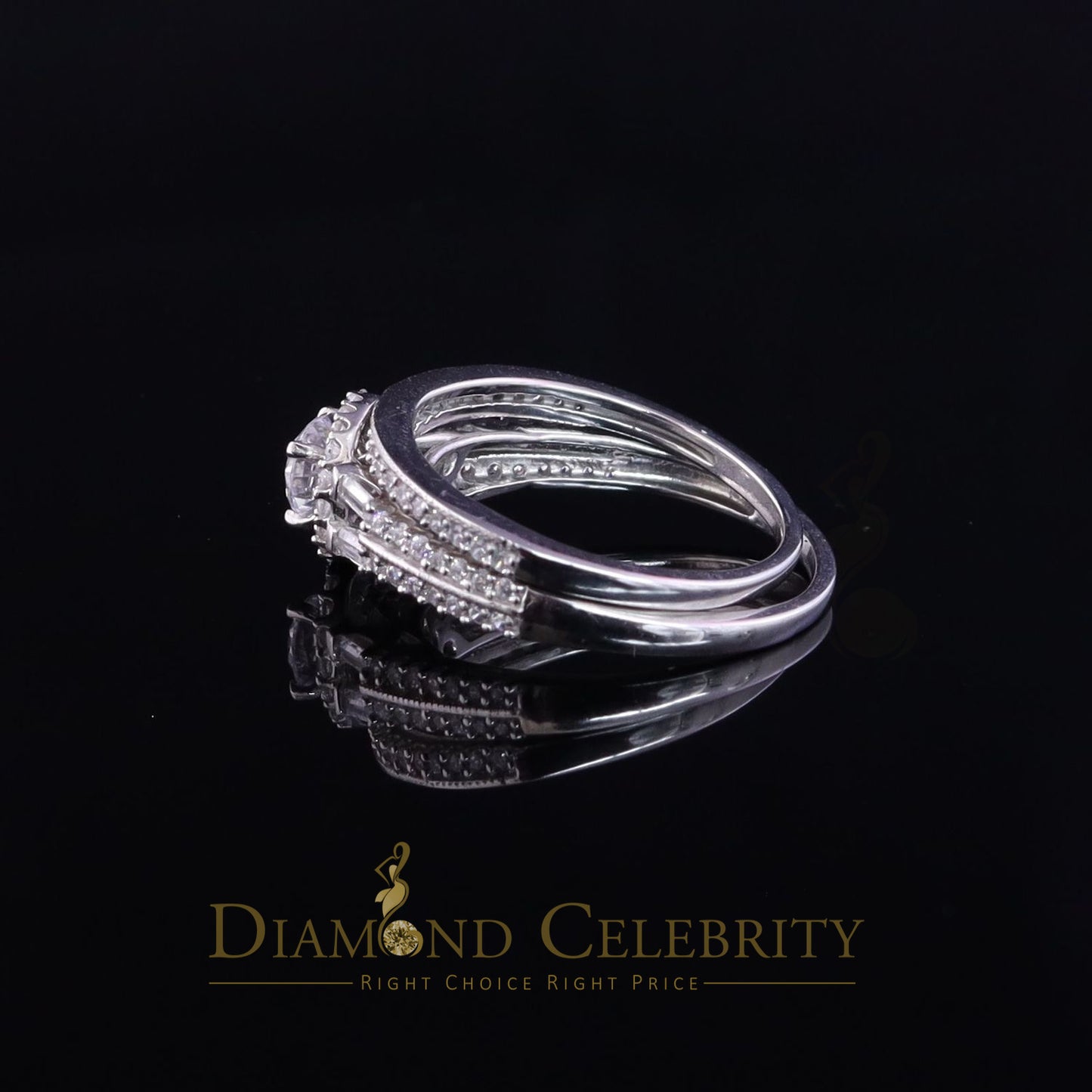 DiamondCelebritees 1.75ct Cubic Zirconia 925 White Silver Men;s/Womens Round Bridal Ring Size 7