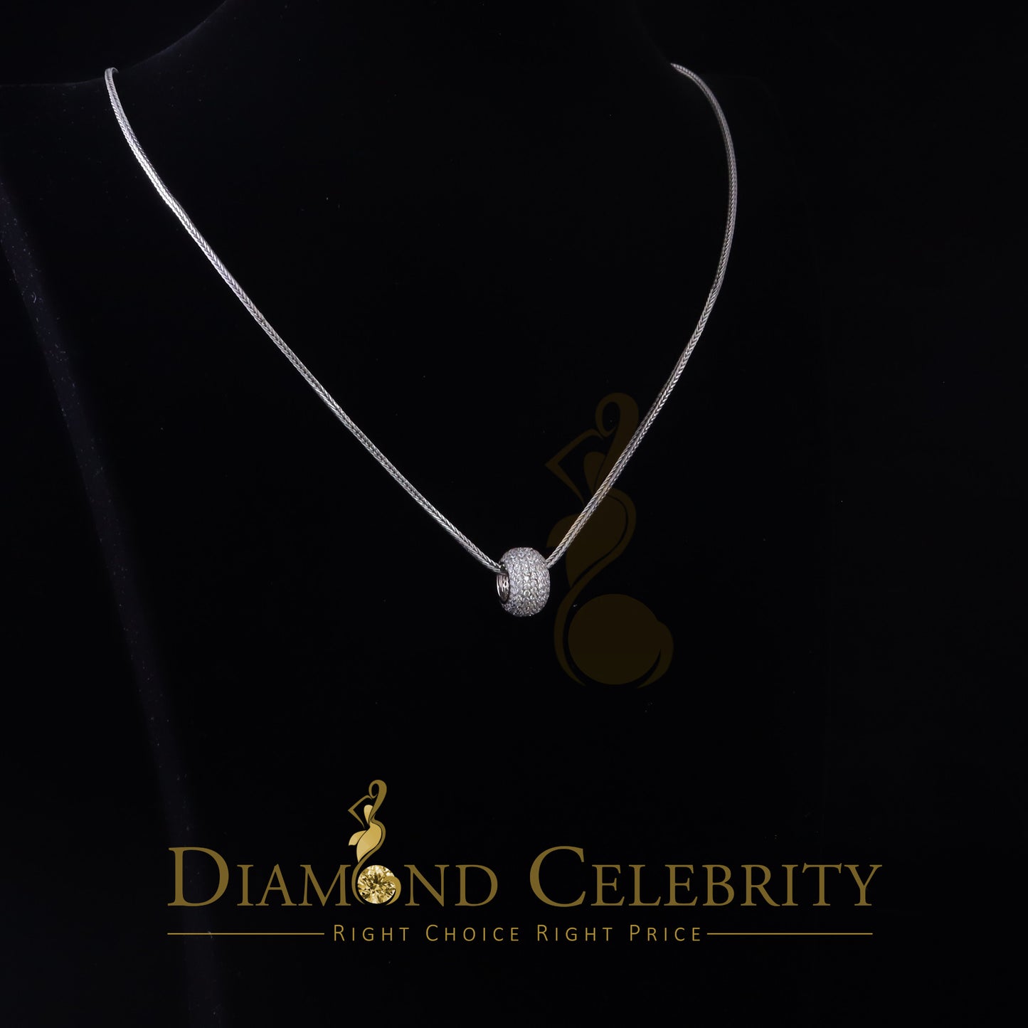 DiamondCelebritees Women's Fancy White Big 925 Sterling Silver Slide Ball Pendant W/ Cubic Zirconia