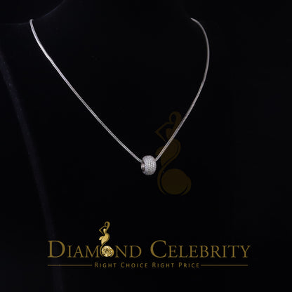 DiamondCelebritees Women's Fancy White Big 925 Sterling Silver Slide Ball Pendant W/ Cubic Zirconia