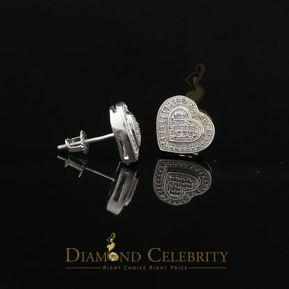 DiamondCelebritees Aretes Para Hombre Heart 925 White Silver 0.20ct Diamond Women's /Men's Earring